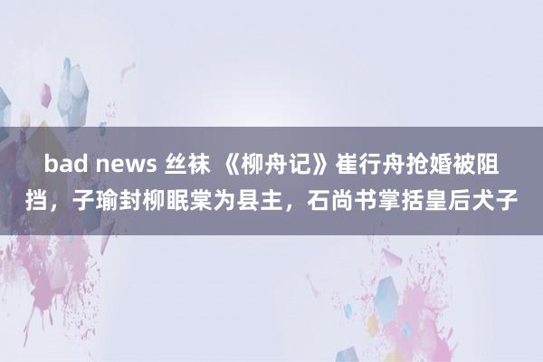 bad news 丝袜 《柳舟记》崔行舟抢婚被阻挡，子瑜封柳眠棠为县主，石尚书掌括皇后犬子